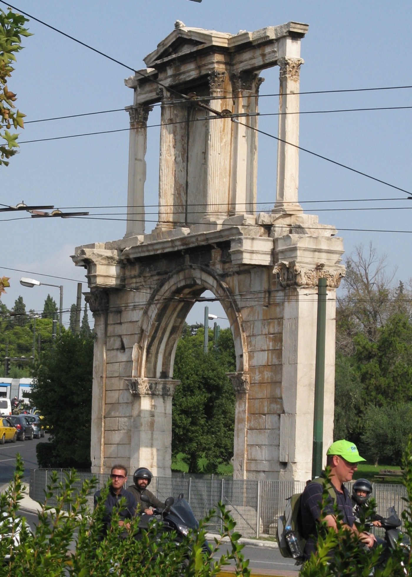 Arch of Hadrian beside a main Athens boulevard